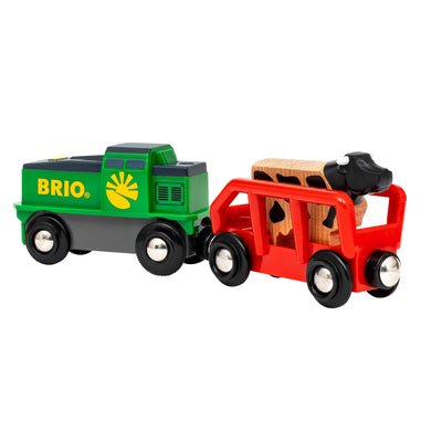 BRIO World - 36018 Bauernhof-Batteriezug - Batteriebetriebener Spielzeugzug für Kinder ab 3 Jahren