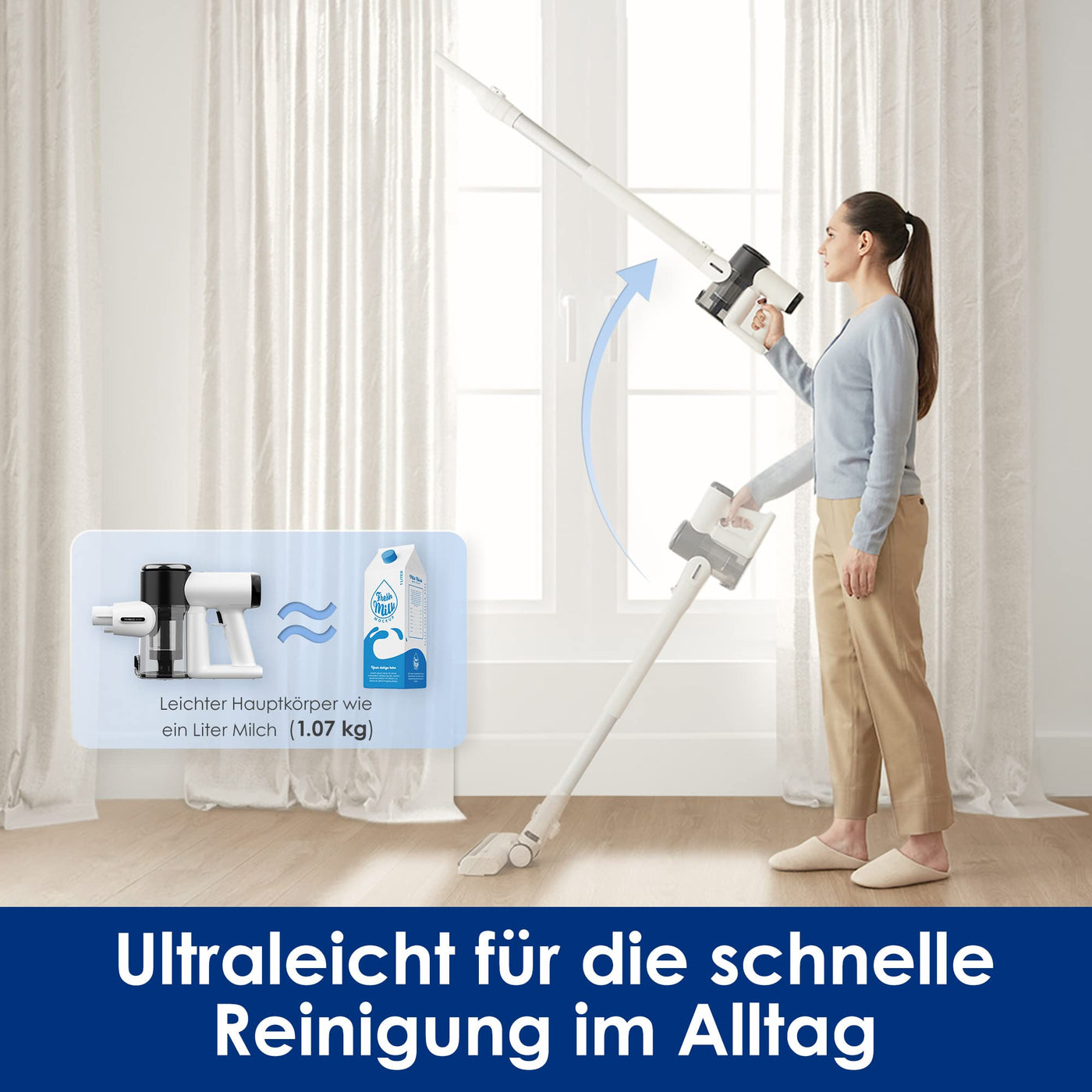 Tineco Pure ONE Air PRO kabelloser Staubsauger, ideal für Tierhaare, Multizyklon, mit Mehreren Aufsätzen, extrem leise, leistungsstarke Saugkraft, Zeitloses