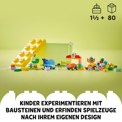 LEGO DUPLO Steinebox Autos und LKWs – Lernspielzeug für Jungen & Mädchen ab 1 Jahr – Spielzeug für Kleinkinder mit 1-2-3 Steinen, 2 Figuren und 3 Fahrzeugen zum Spielen und Bauen – Geschenk – 10439