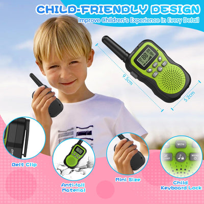 Walkie Talkie Kinder 3er Set, Apkezel Walky Talky mit 1000mAh Aufladbar Akku, Große Reichweite 3km Walki Talki Funkgeräte Set mit VOX Taschenlampe für Freien, Camping, Wandern