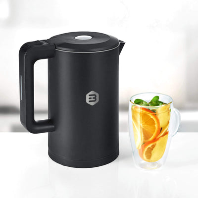 Balter Wasserkocher Edelstahl WK-4, 1,7 Liter, elektrischer Wasserkocher, Doppelwand Design, BPA frei, LED, Teekocher Kompakt, leise, Grau