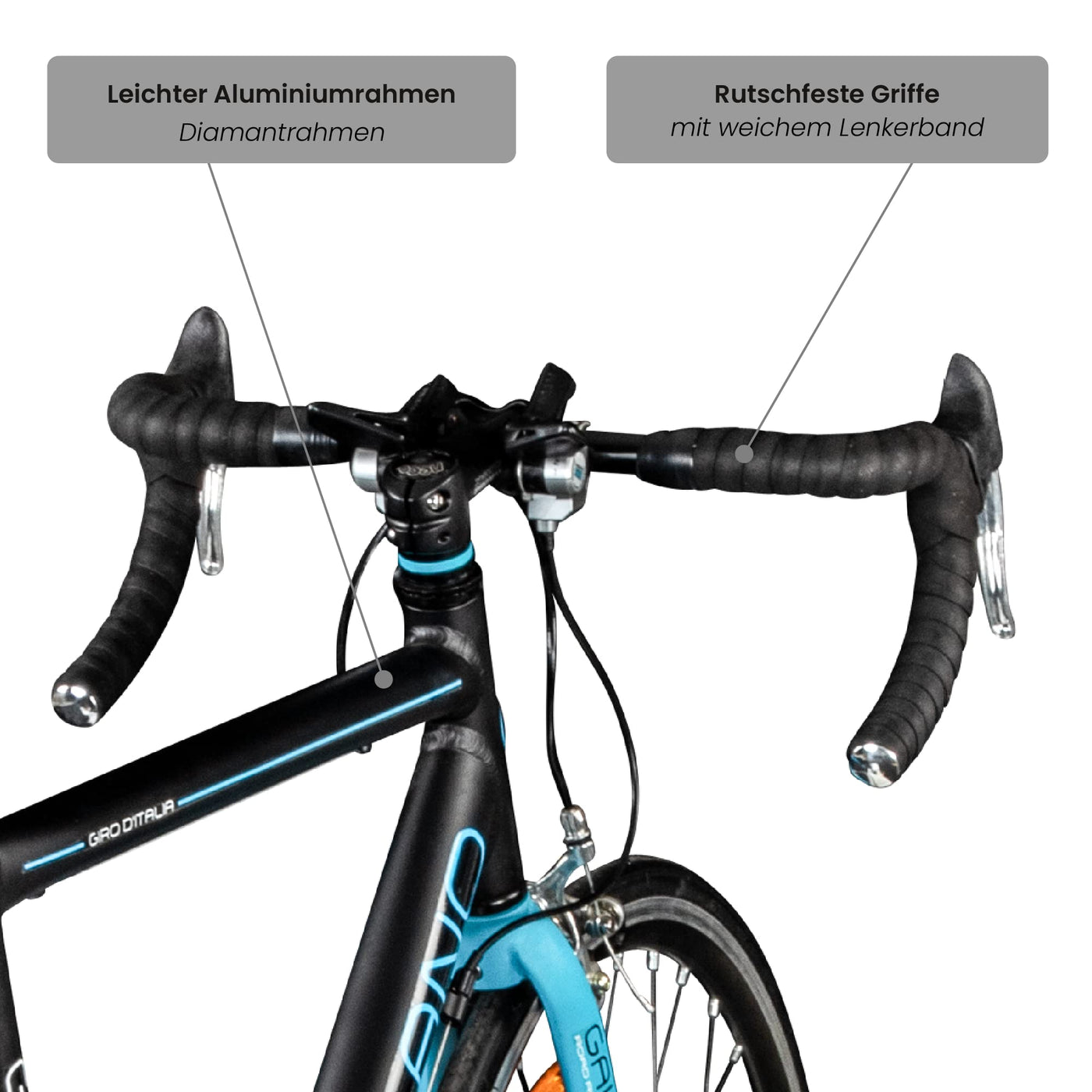 Galano Rennrad 700c Giro D'Italia Fahrrad 28" Fitnessbike Road Bike 14 Gänge (schwarz/blau, 56 cm)