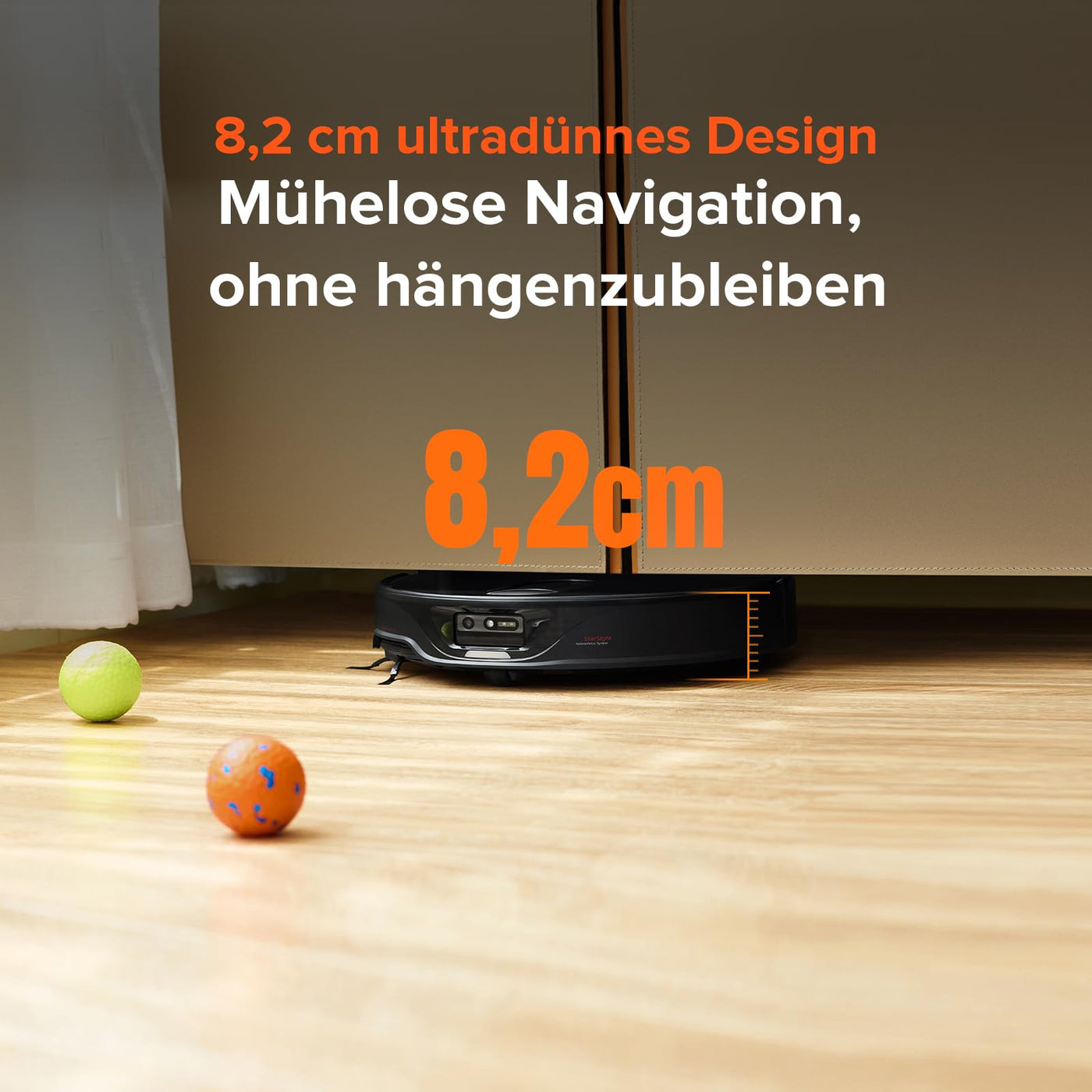 roborock Qrevo Slim Saugroboter mit Wischfunktion – 8,2 cm Ultra-Slim Design, StarSight™ 3D ToF Navigation, 11,000Pa HyperForce Saugleistung, 8-in-1 Dock, FlexiArm Seitenbürste