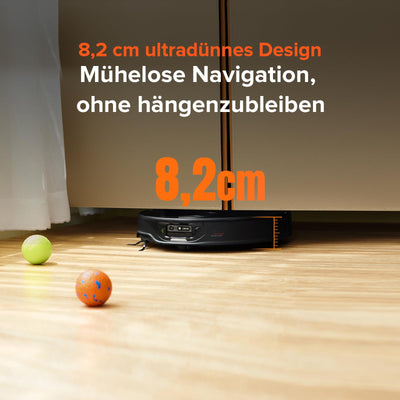 roborock Qrevo Slim Saugroboter mit Wischfunktion – 8,2 cm Ultra-Slim Design, StarSight™ 3D ToF Navigation, 11,000Pa HyperForce Saugleistung, 8-in-1 Dock, FlexiArm Seitenbürste