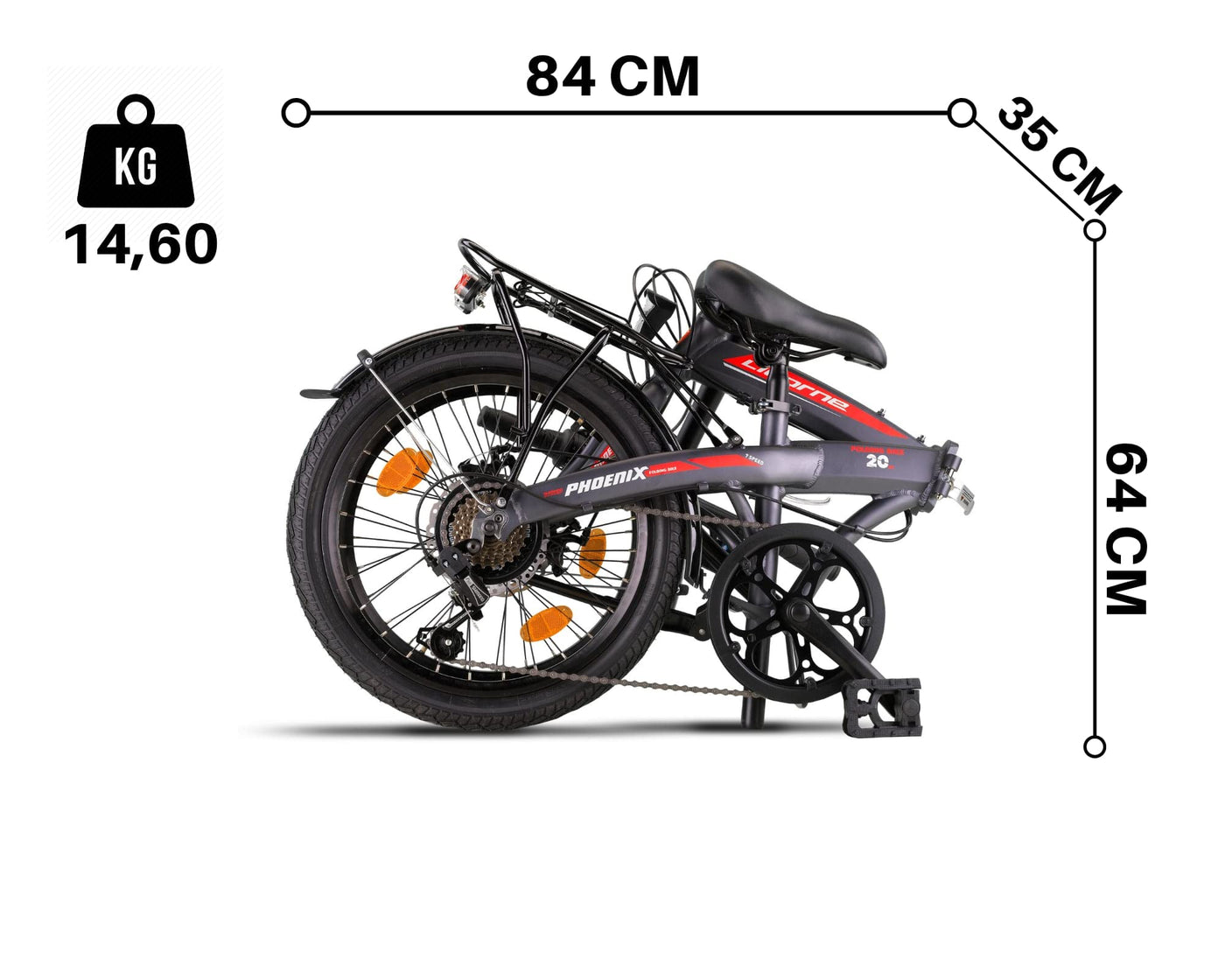Licorne Bike Phoenix 2D 20 Zoll Aluminium Faltrad Klapprad Scheibenbremse Discbremse Faltfahrrad Herren Damen 7 Gang Kettenschaltung Folding City Bike Alu-Rahmen StVZO