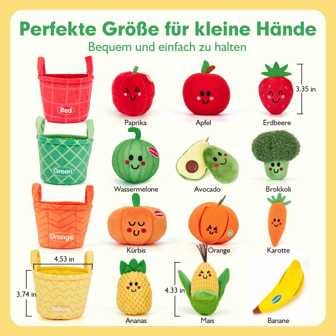 hahaland Baby Spielzeug 6 Monate,Obst und Gemüse Plüsch Spielzeug(16PCS) mit Rassel & Knisterpapier,Fördert Sensorik & Motorik,Montessori Spielzeug ab 6 8 9 12 Monate Geschenk für Jungen Mädchen
