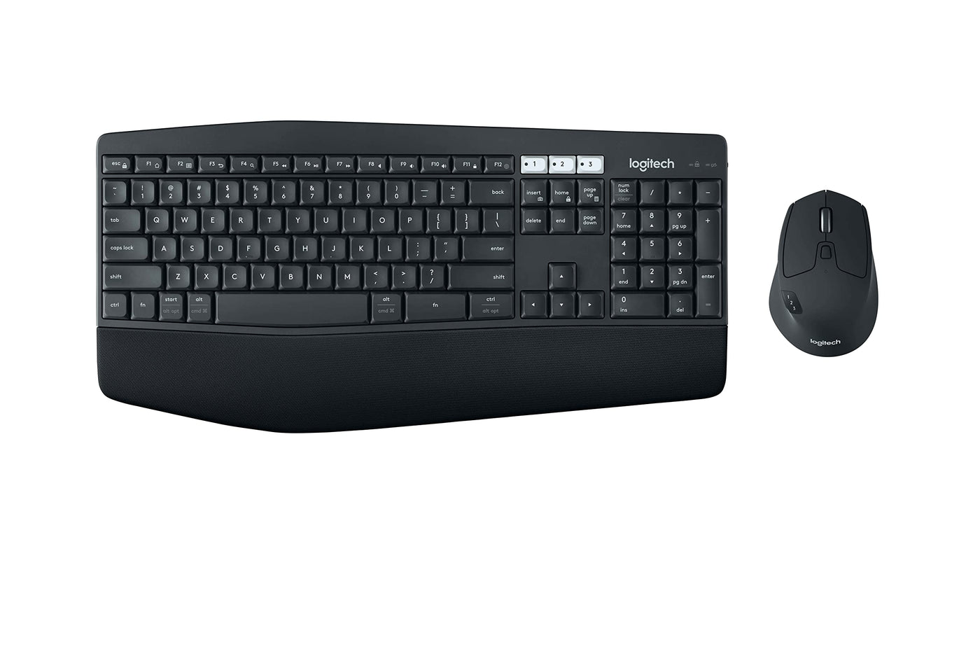 Logitech MK850 Performance Kabelloses Tastatur-Maus-Set, Bluetooth & 2.4 GHz Verbindung via USB-Empfänger, Multi-Device, 24 bis 36-Monate Akkuleistung, Handballenauflage, Int'l QWERTY-Layout - Schwarz