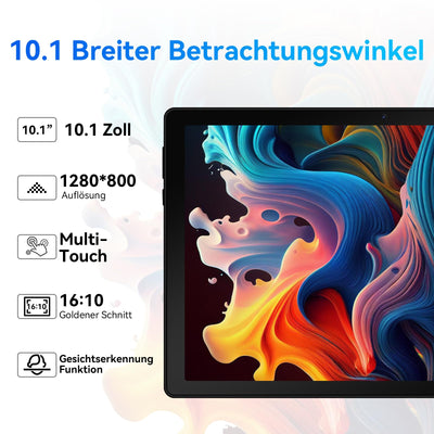 MUISOO Android 14 Tablet, Octa-Core 10 Zoll, 10 GB + 64 GB (erweiterbar auf 1 TB), Android Tablet mit Bluetooth 5.3, WiFi 6, Dual-Kamera, 5 MP + 8 MP, Face ID, 4G Wireless Dongle (Weiß)