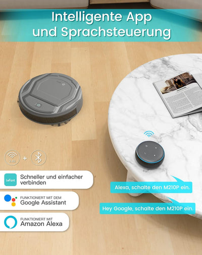 LEFANT 210PG Saugroboter mit 2200 Pa,WLAN Roboterstaubsauger Kompatibel mit Alexa und APP-Steuerung,120 Min Laufzeit, Staubsauger Roboter optimiert für Teppich Tierhaare Hartböden mit Ladestation