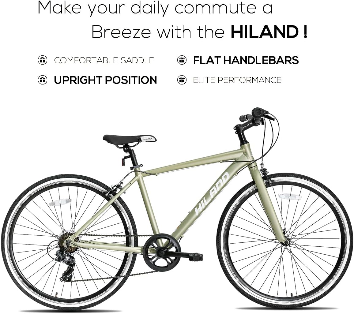 Hiland 28 Zoll 700C Trekking Bike Cityrad Damenrad 7 Gang Tiefem Durchstieg Hybrid Fahrrad Pendlerfahrrad für Frauen grün