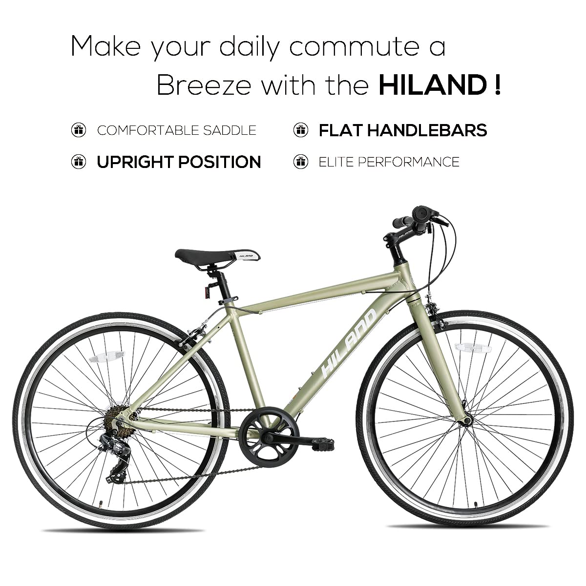 Hiland 28 Zoll 700C Trekking Bike Cityrad Damenrad 7 Gang Tiefem Durchstieg Hybrid Fahrrad Pendlerfahrrad für Frauen grün