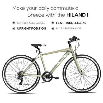 Hiland 28 Zoll 700C Trekking Bike Cityrad Damenrad 7 Gang Tiefem Durchstieg Hybrid Fahrrad Pendlerfahrrad für Frauen grün