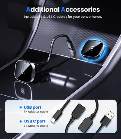Jumpeak CarPlay Wireless Adapter 2025 Upgrade von Wired CarPlay auf Wireless, Mini-USB-Design für Autos mit Wired CarPlay, Plug und Play, Schnelle und Stabile Verbindung für CarPlay mit iPhone
