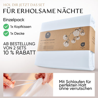 Rosentahl Baumwoll-Bettwäsche-Set atmungsaktiv Deckenbezug & Kissenbezug - Allergikerfreundlich, sorgt für erholsamen Schlaf ohne Hautirritationen - Bettbezug, Bettdeckenbezug,(Weiß, 200x220cm) 3tlg