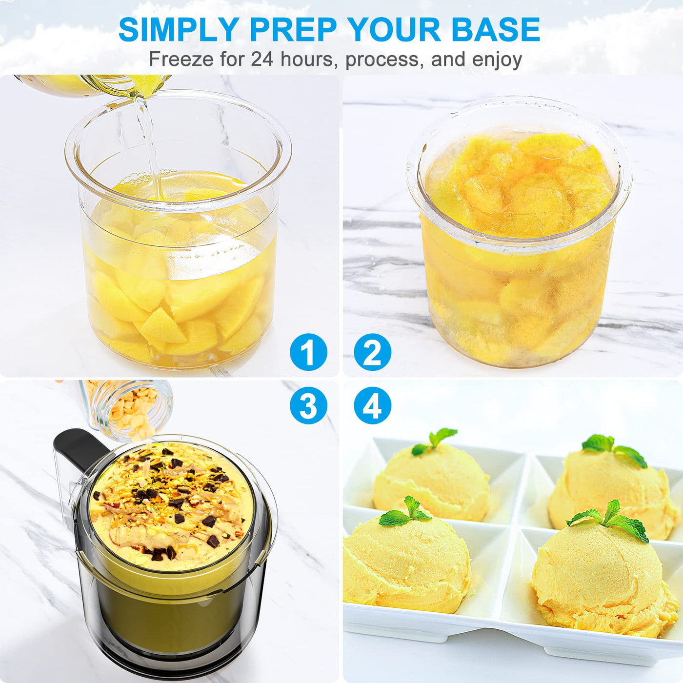 GoMaihe 4er-Set Creami Behälter für die Ninja Creami Eismaschine - Tubs Zubehör für NC301 NC300 NC299AMZ-Serie, BPA-frei, spülmaschinenfest, auslaufsicher - in Rosa, Grün, Grau und Blau