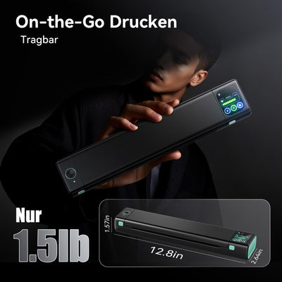 Phomemo M08D Touchscreen Mobiler Drucker, Bluetooth Thermodrucker A4, Rechnungen, Reisedrucker, Mini Tragbarer Drucker Kompatibel mit Phone, Monochromer Nur Thermopapie(M08F Upgrade)