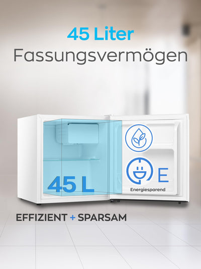 HEINRICHS Getränkekühlschrank 45L klein kompakt leise: 39db mit Kühlfach Mini-Bar; Tisch-Kühlschrank; Mini Kühlschrank mit separatem Kühlfach; perfekt geeignet für Büro Camping Garten Outdoor (Weiß)