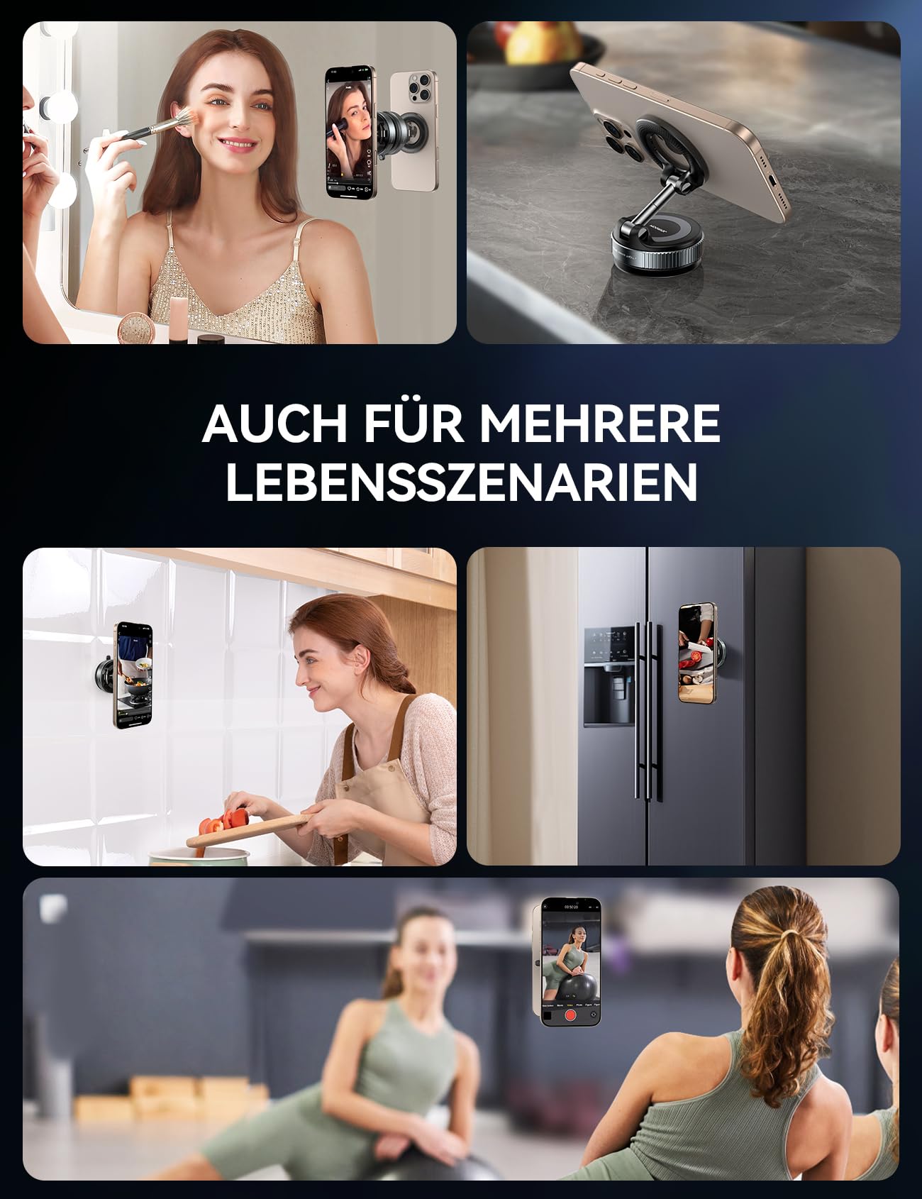 JOYROOM Vakuum Handyhalterung Auto Magnet Faltbar, Saugnapf Handy Halterung Auto Magsafe mit 360° Verstellbarer Metallarm, Magnetische Handyhalterung Auto für iPhone 17 16 15 14 13 12 & MagSafe Hülle