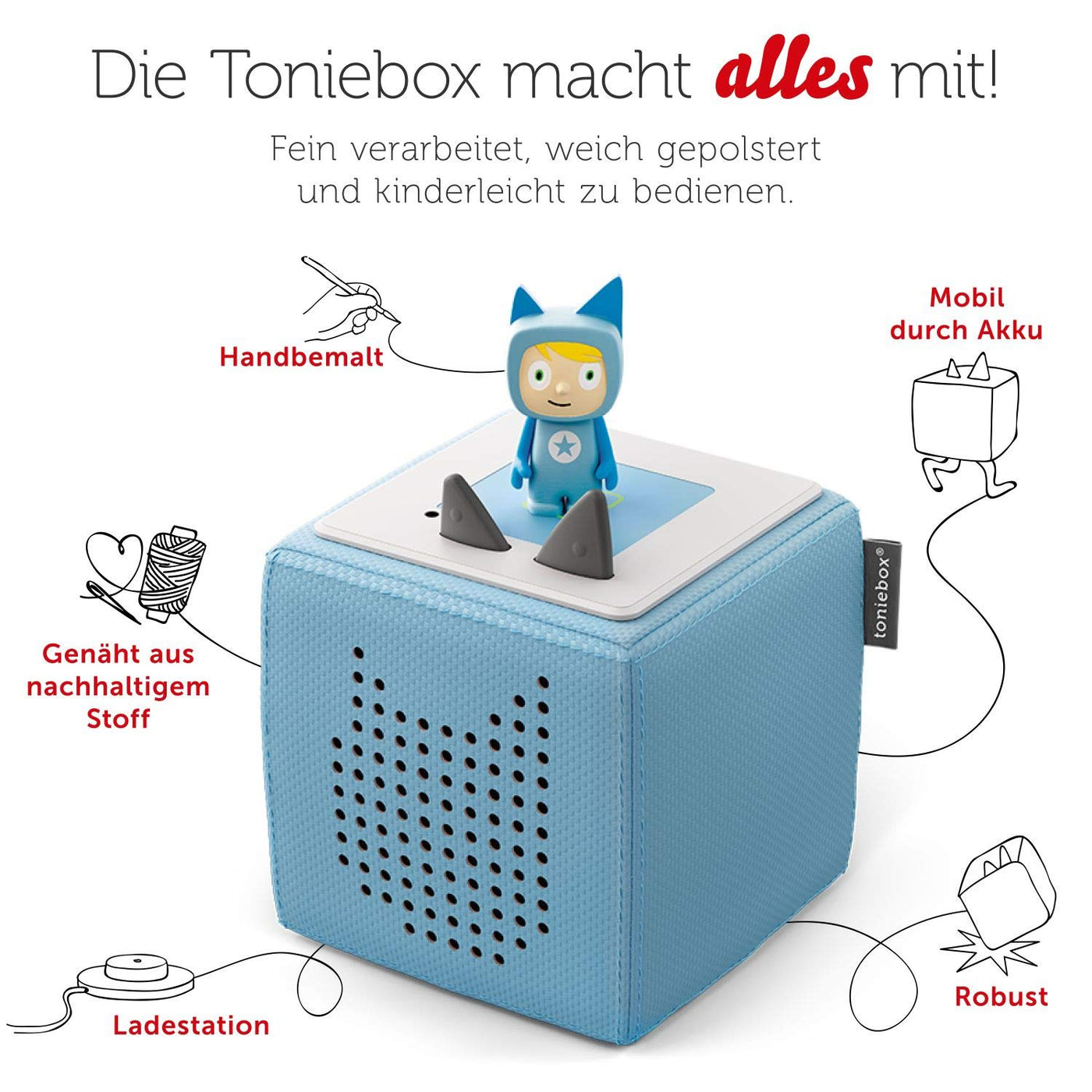Toniebox Extrapack – Toniebox Starterset Blau mit Kreativtonie + 4 x Paw Patrol Hörfiguren, Audioplayer für Hörbücher und Lieder, kabellose Musikbox mit Paw Patrol Hörspiel