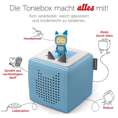 Toniebox Extrapack – Toniebox Starterset Blau mit Kreativtonie + 4 x Paw Patrol Hörfiguren, Audioplayer für Hörbücher und Lieder, kabellose Musikbox mit Paw Patrol Hörspiel