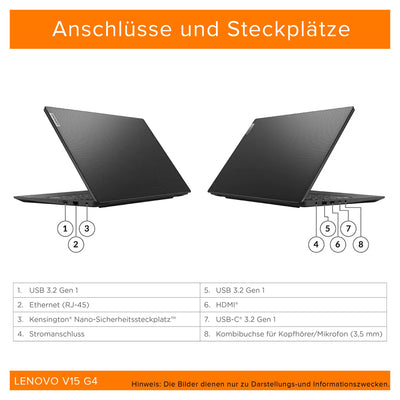 Lenovo V15 G4 IRU Laptop, Intel Core i5-13420H, 40 GB DDR4 RAM, 1 TB PCIe SSD, 15.6" FHD Display, Intel UHD Graphics, QWERTZ Tastatur, Windows 11 Pro, Iron Grey