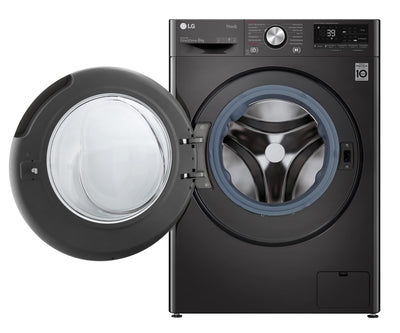LG F4WV708P2BA, Klasse A, Frontlader-Waschmaschine 8 kg, Wi-Fi, AI Direct Drive, Tiefenreinigung mit Dampf, TurboWash 360°, TRIPLE A, Außentür aus gehärtetem Glas, 60x62x85 cm ꟷ Metallic Black Steel