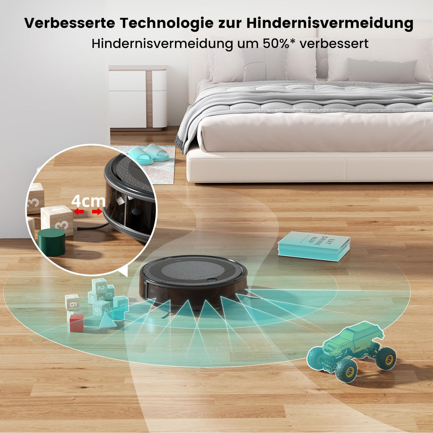 LEFANT M310B Saugroboter, 4500Pa Staubsauger Roboter mit Präzise Entfernungsnavigation, 150Mins, HEPA-Filter, WLAN Roboterstaubsauger, Ideal für Tierhaare, Teppiche, Hartböden