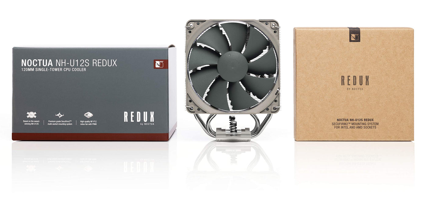 Noctua NH-U12S redux, Hochleistungs-CPU-Kühler mit NF-P12 redux-1700 PWM 120 mm Lüfter (Grau)