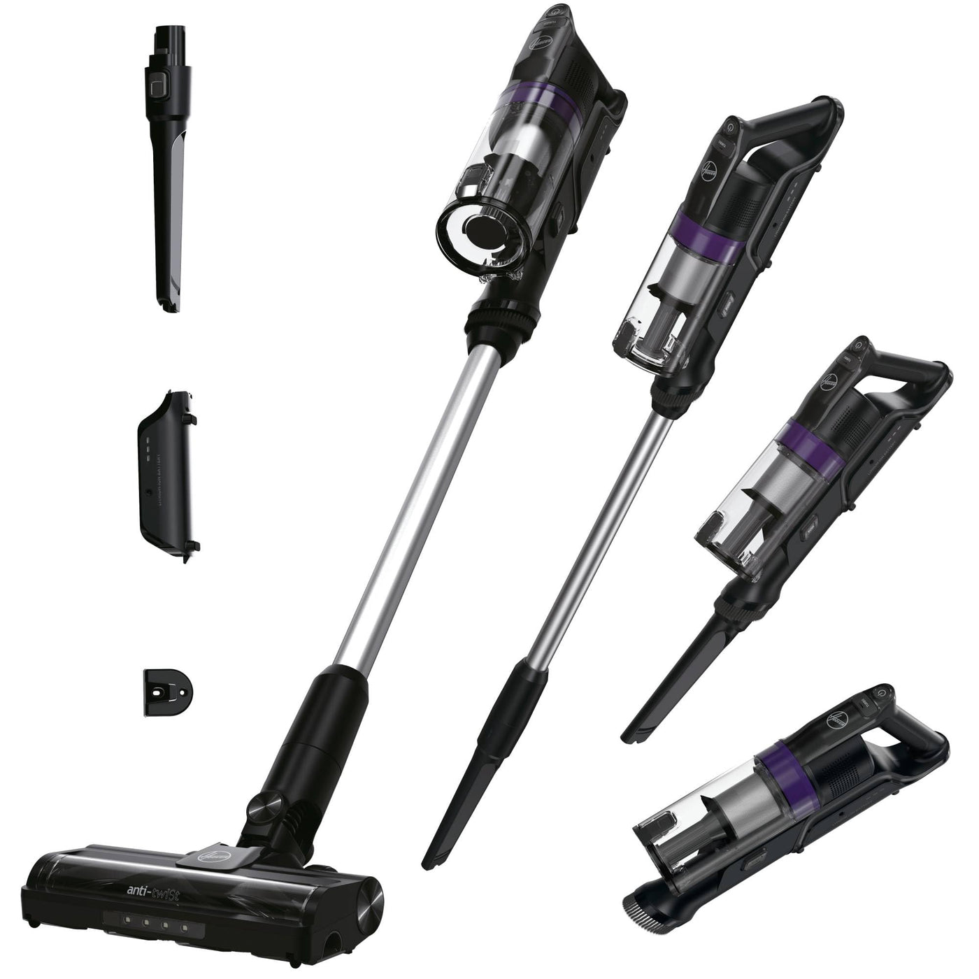 Hoover HF1 Plus [HF1PZ10H] Akku Staubsauger kabellos mit XL Staubbehälter & LED, bis zu 45min Laufzeit, für alle Bodenarten, Anti Twist gegen Haarverwicklung, Akkusauger mit Parkfunktion, 0.7L
