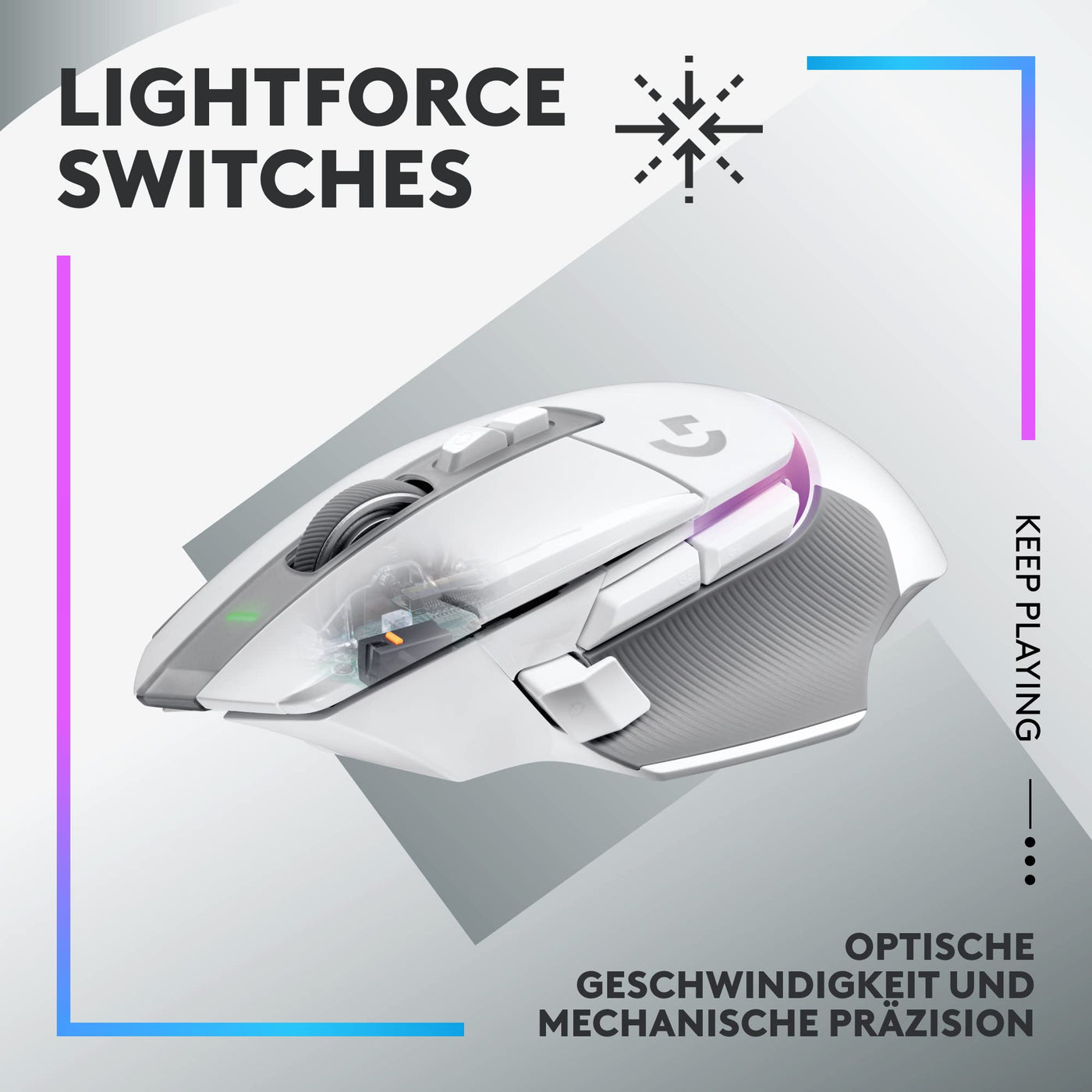 Logitech G G502 X PLUS LIGHTSPEED Souris Gaming RVB Sans Fil - Souris optique boutons hybrides LIGHTFORCE, LIGHTSYNC RVB, Capteur gaming HERO 25K, Compatible avec PC - macOS/Windows - Blanc