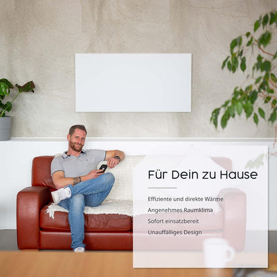 Könighaus Infrarotheizung 1000 Watt - Eco Modell - Energiesparende Infrarot Wandheizung - TÜV SÜD - Elektroheizung mit Überhitzungsschutz - inkl. Thermostat