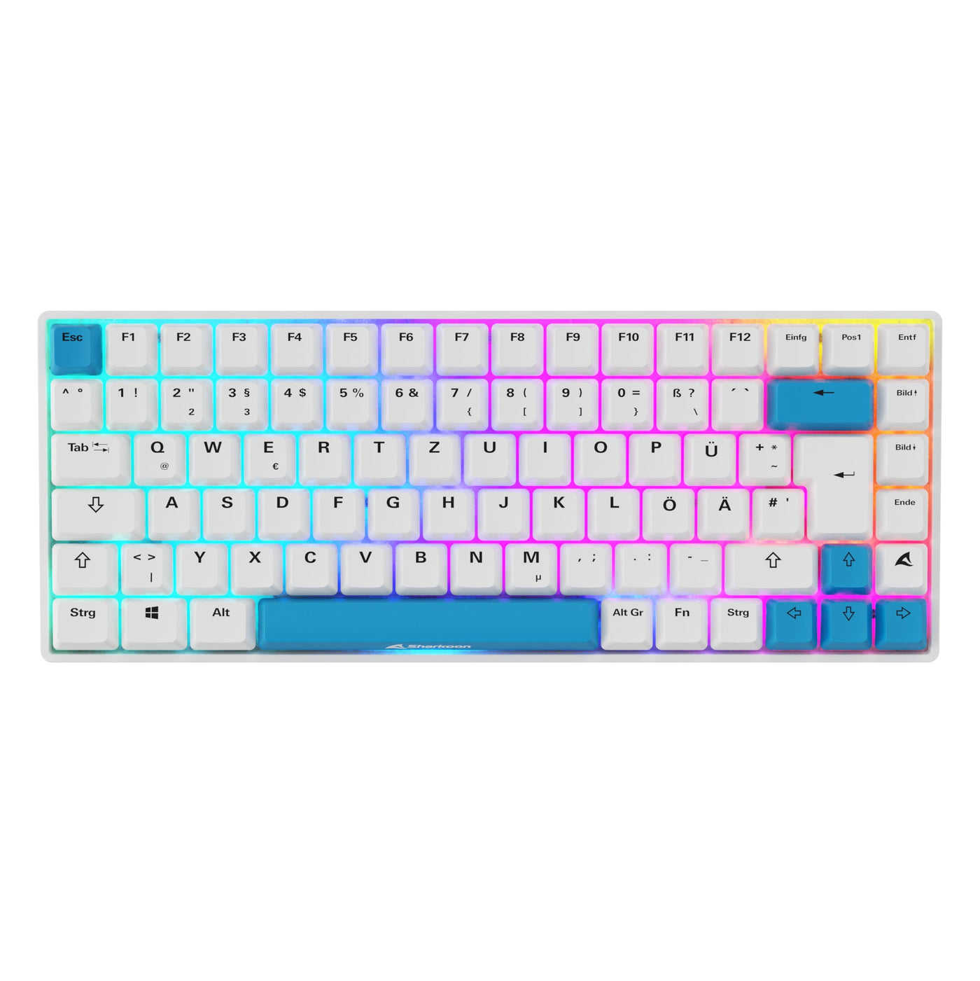 Sharkoon Skiller SGK50 S3 PBT Weiß, RGB Gaming Keyboard, Gateron G PRO 3.0 Yellow, 75% Layout