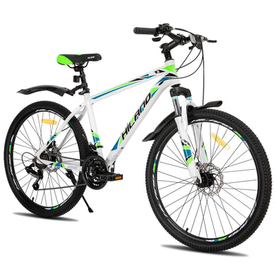 Hiland 26 Zoll Mountainbike 21-Gang MTB Aluminiumrahmen Scheibenbremse Federgabel Jugendliche Fahrrad Herren Damen weiß