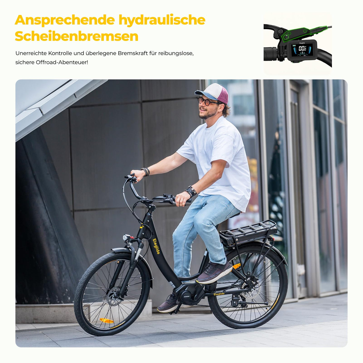 Eleglide C2 27,5 Zoll City E-Bike mit 70N.M Mittelmotor und 36V 13Ah Akku Pedelec Cityräder Elektrofahrrad, Max Geschwindigkeit 25km/h Max Reichweite 120km, Erwachsene Herren Damen Ebike