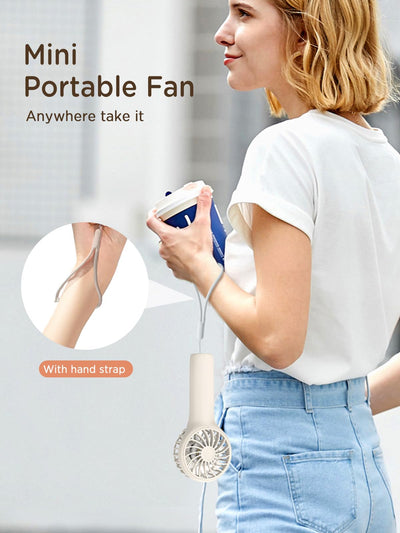 EasyAcc Handventilator Tragbarer, Handventilator Mini Kinder Ventilator Akku Aufladbar Leise Klein Taschenventilator mit 3 Geschwindigkeiten für Frauen Kinder Reisen Make-up Wimpernfächer für Mädchen