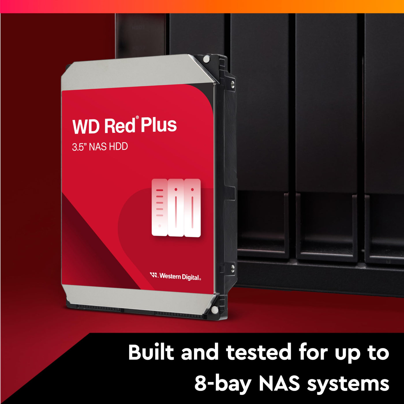 WD Red Plus interne Festplatte NAS 10 TB (3,5 Zoll, Workload-Rate 180 TB/Jahr, 7.200 U/min, 256 MB Cache, 215 MB/s ÜbertragungsrateNASware-Firmware für Kompatibilität, 8 Bays) Rot