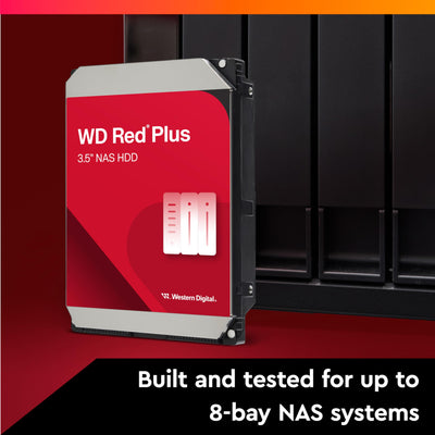 WD Red Plus interne Festplatte NAS 10 TB (3,5 Zoll, Workload-Rate 180 TB/Jahr, 7.200 U/min, 256 MB Cache, 215 MB/s ÜbertragungsrateNASware-Firmware für Kompatibilität, 8 Bays) Rot