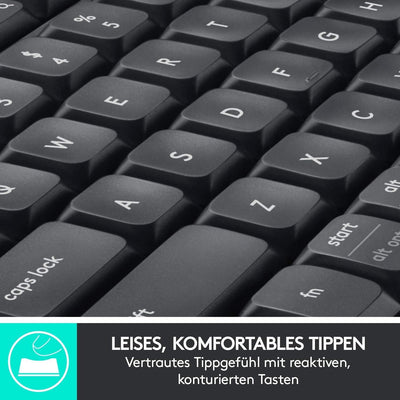 Logitech MK850 Performance Kabelloses Tastatur-Maus-Set, Bluetooth, 2.4 GHz Verbindung via USB-Empfänger, 24 bis 36-Monate Akkuleistung, Handballenauflage, Deutsches QWERTZ-Layout, Schwarz