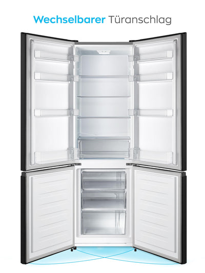 Heinrich´s Kühlgefrierkombination 269 Liter, Kühlvolumen 198L, Gefrierfach 71L,LED Beleuchtung,Kühlschrank Türanschlag wechselbar, leise 39dB,große Tiefkühlboxen, 7 Temperaturstufen, (schwarz-inox)