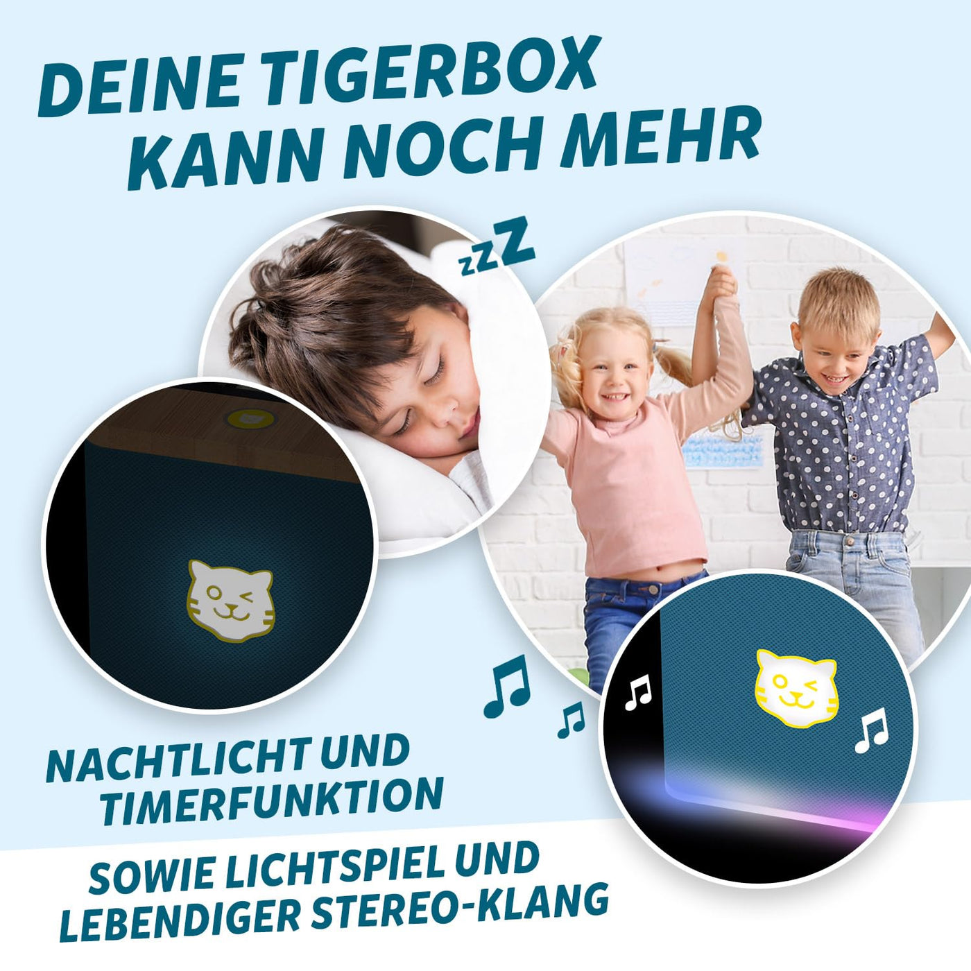 tigermedia tigerbox Touch Plus Royal Sun dunkelblau | Streaming-Hörbox für Kinder | Stereo-Klang | Farb-Touchdisplay | Hörspielbox mit Nachtlicht | Bluetooth-Kopfhöreranschluss | extra starker Akku