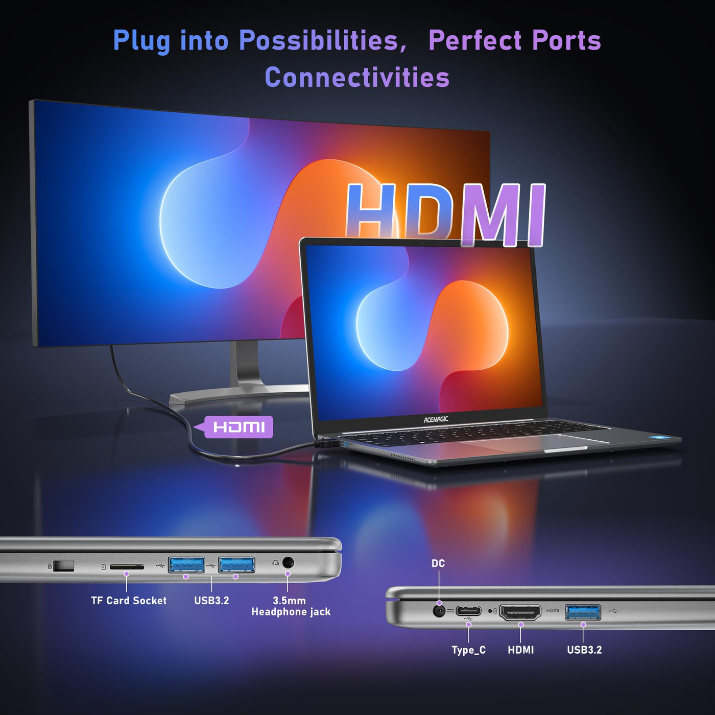 ACEMAGIC Laptop, Metallgehäuse, 16 Zoll FHD, 16 GB DDR4, 512 GB SSD Notebook-Computer, Quad-Core N95 (bis zu 3,4 GHz) schlägt N5095, Leichter Laptop mit WLAN, BT5.0, USB 3.2 x 3, Typ C(Gray)