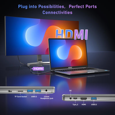 ACEMAGIC Laptop, Metallgehäuse, 16 Zoll FHD, 16 GB DDR4, 512 GB SSD Notebook-Computer, Quad-Core N95 (bis zu 3,4 GHz) schlägt N5095, Leichter Laptop mit WLAN, BT5.0, USB 3.2 x 3, Typ C(Gray)