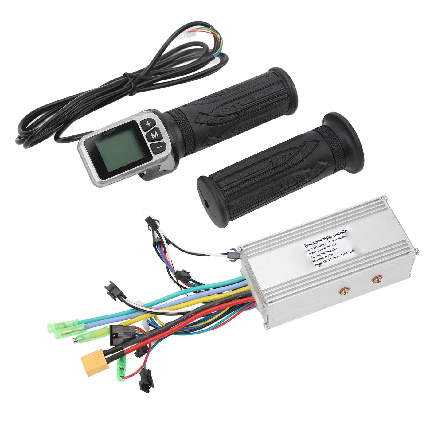 BuyWeek Elektrofahrrad Brushless Motor Controller Kit, 36V 48V 1000W 38A Sinuswelle Controller 124DX Drehgasgriff mit LCD Panel für Elektrofahrräder