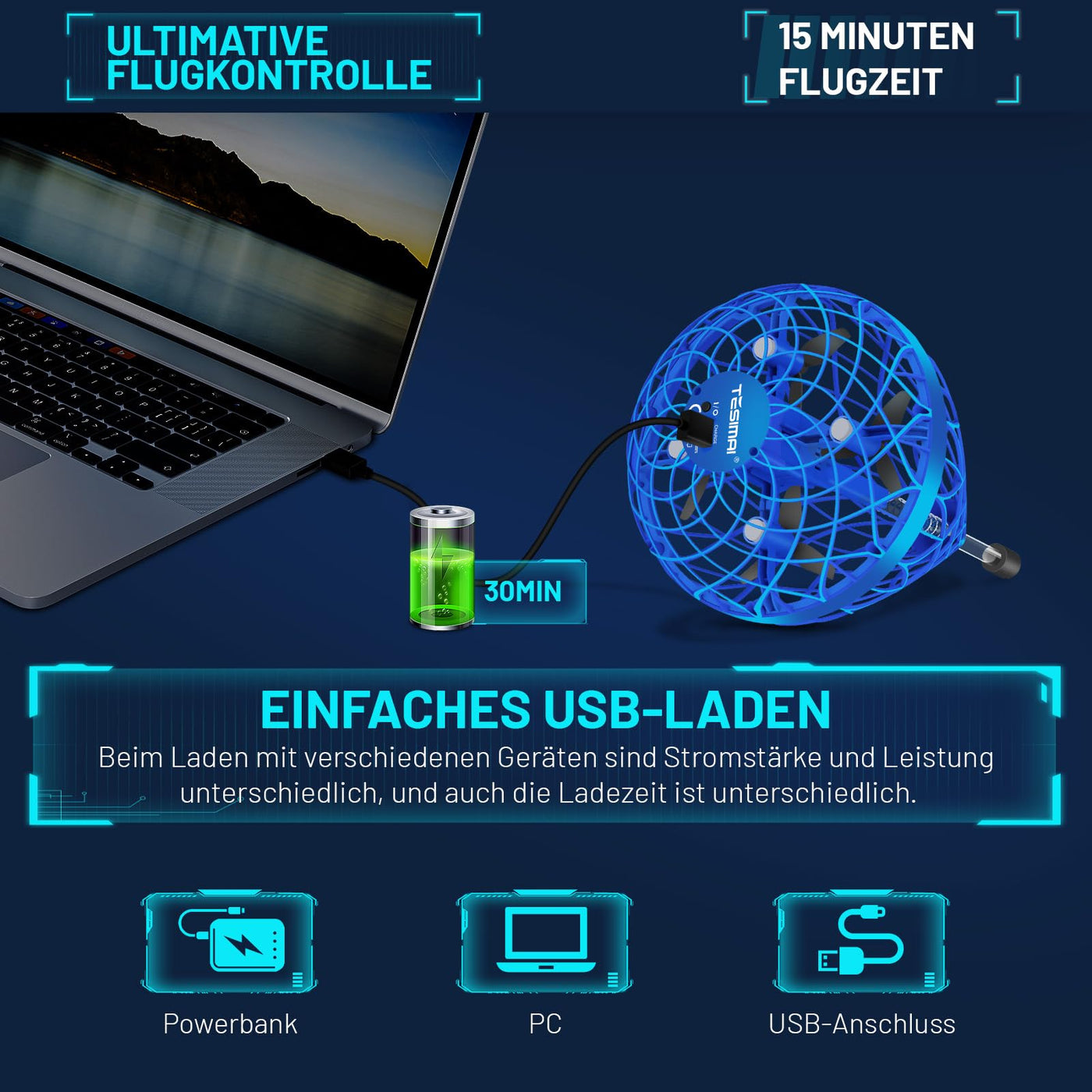 Fliegender Ball Spielzeug, 360° handgesteuerte Mini-Drohne für Kinder Spielzeug ab 6-12 Jahren, Droleapfly Magic Hover Ball mit Hüpfmodus, Flugzeug Drone Geschenke für Jungen