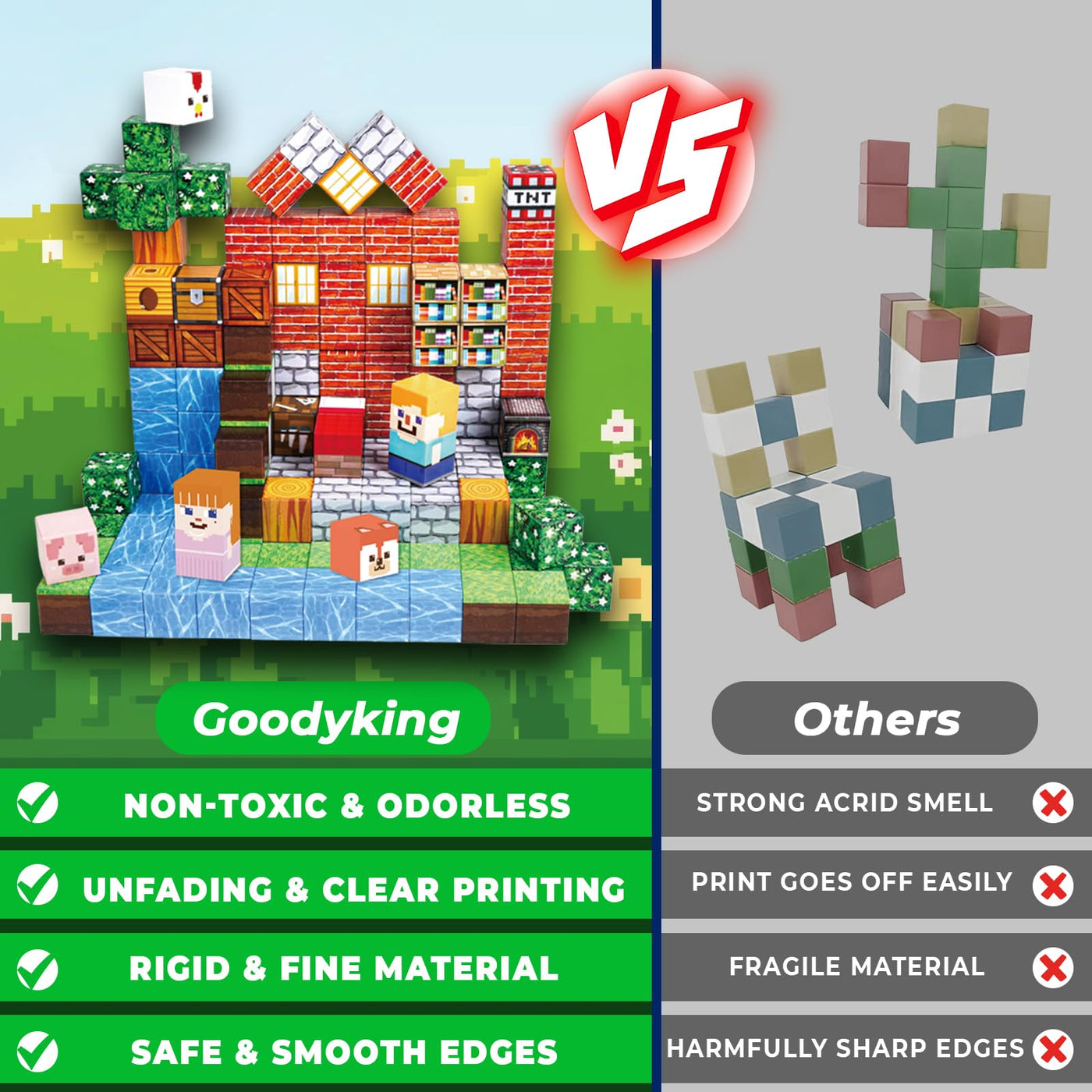 Goody King Magnetische Bausteine 150 Teile Magnetbausteine Set Bibliothek im Tal - Kreatives Bauspielzeug als Geschenk für Kinder ab 5 6 7 8 9 Jahre, Inspiriert von Klassischen Konstruktionsspielen