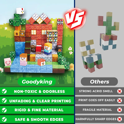 Goody King Magnetische Bausteine 150 Teile Magnetbausteine Set Bibliothek im Tal - Kreatives Bauspielzeug als Geschenk für Kinder ab 5 6 7 8 9 Jahre, Inspiriert von Klassischen Konstruktionsspielen