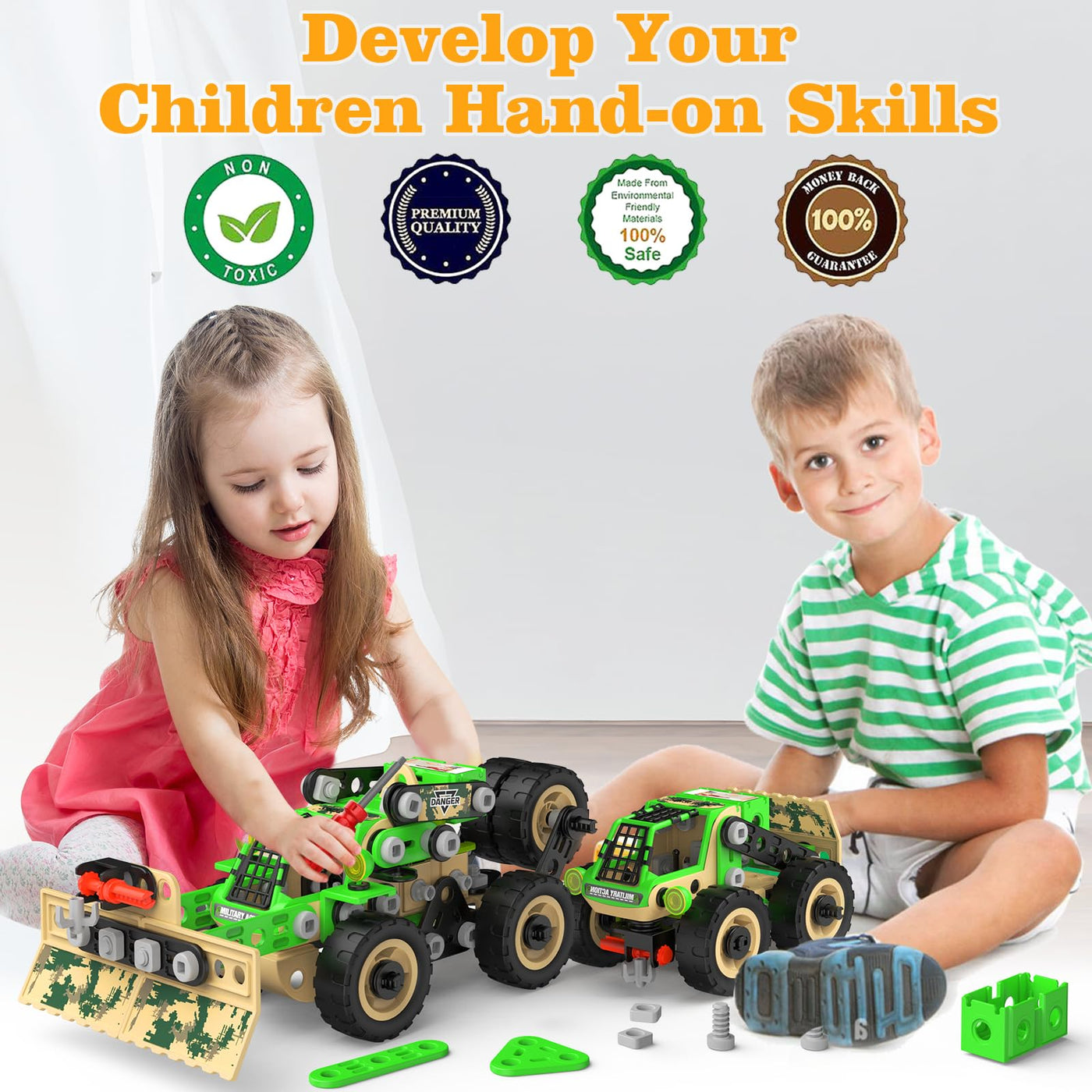 MOONTOY Konstruktionsspielzeug Spielzeug ab 5 6 7 8 Jahre Kinder Jungen, Mint Lernspielzeug 10-in-1 STEM Baukasten Spielzeug Kreative Bausteine Kreativ-Set Geschenk für Kinder ab 5 Jahre（229Stück）