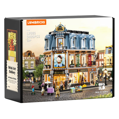 Lumibricks Brick-Kunst-Galerie Beleuchtung Klemmbausteine Haus, 3400Pcs, Modulgebäude am Straßeneck Mit Kunstklassikern&Abnehmbaren 3D-Malerei, Geschenke für Kunstliebhaber,Alter 16+, L9085