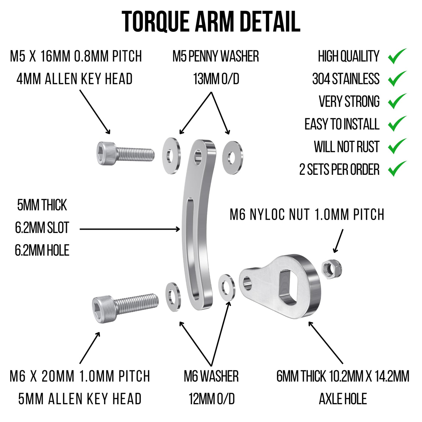 E Bike Power E Bike Drehmomentarm Set Universal M14 Heavy Duty Elektrofahrrad E Bike Hinterachse 6mm dick aus Edelstahl Anzug 1000W 2000W 3000W Motoren