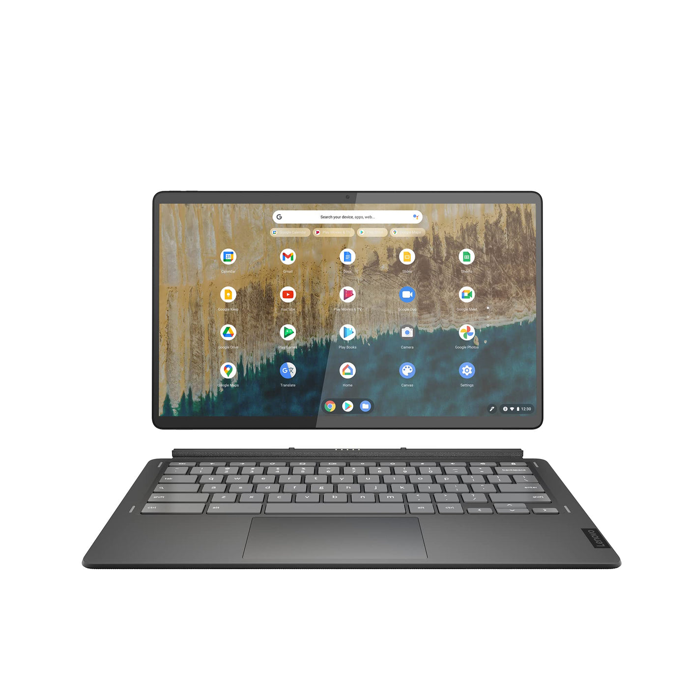 Lenovo Chromebook IdeaPad Duet 5 2-in-1 Tablet | 13,3" Full HD Touch Display | Qualcomm Snapdragon 7c Gen 2 | 8GB RAM | Qualcomm Grafik | QWERTZ | grau | inkl. Lenovo USI Pen, dunkelgrau, inkl. Stift